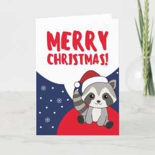Tarjeta Festiva Navidades de Raccoon Nieve Raccoons Holiday Car