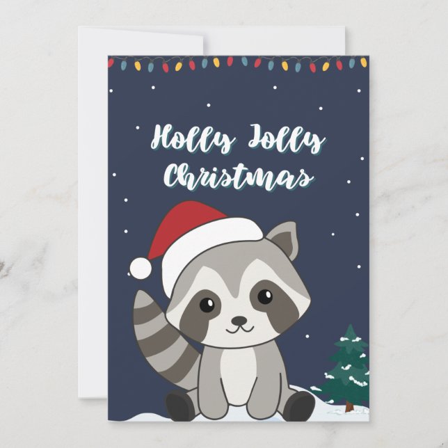 Tarjeta Festiva Navidades de Raccoon Nieve Raccoons Holiday Car (Anverso)