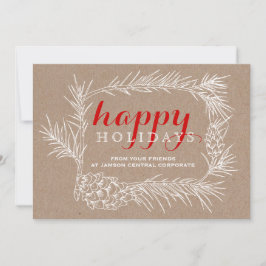 Tarjeta Festiva Navidades de ramas de abdomen y conos de Rústica E