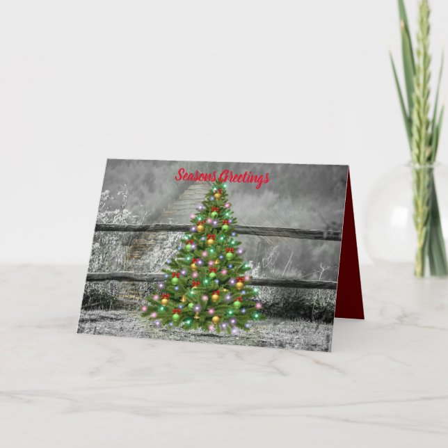 Tarjeta Festiva Navidades de Rancho Rústico (Anverso)