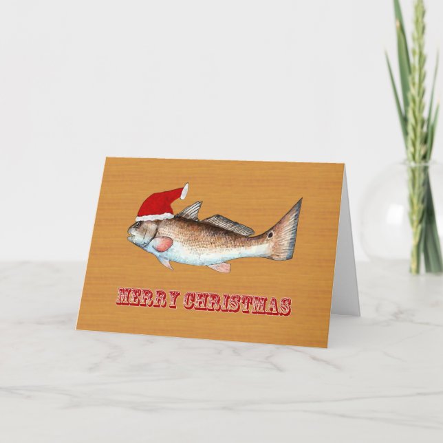 Tarjeta Festiva Navidades de Red Santa Hat (Anverso)