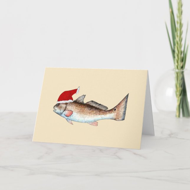 Tarjeta Festiva Navidades de Red Santa Hat (Anverso)