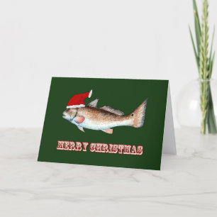 Tarjeta Festiva Navidades de Red Santa Hat en Green