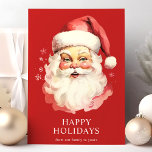Tarjeta Festiva Navidades de Red Vintage Watercolor Santa Claus<br><div class="desc">¡Envíe saludos festivos con nuestra tarjeta de vacaciones Navidades Santa Claus de color rojo de la Vintage! Esta encantadora tarjeta cuenta con un nostálgico ilustracion acuático de Santa Claus, decorado con delicados copos de nieve. Perfecto para difundir alegría por las vacaciones, esta tarjeta captura el espíritu atemporal de los Navidades....</div>