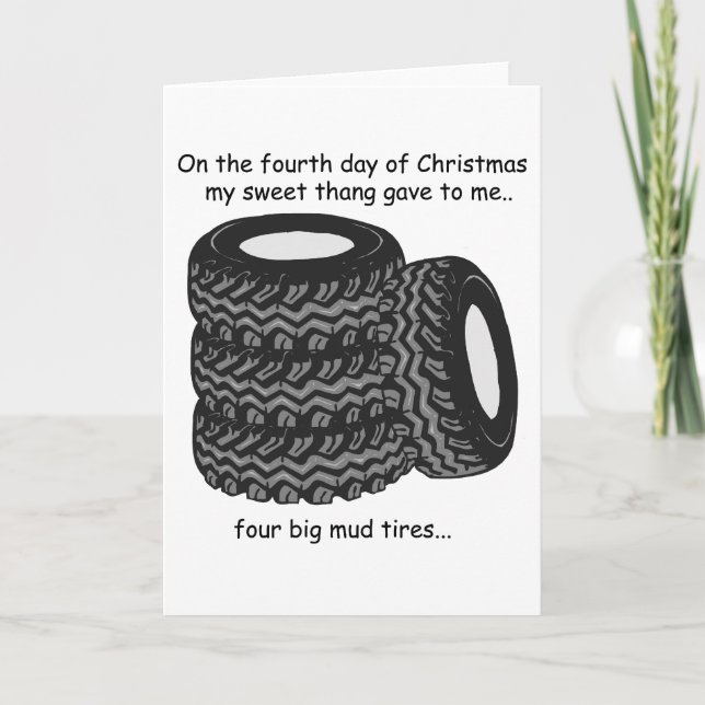 Tarjeta Festiva Navidades de Redneck de cuarto día (Anverso)