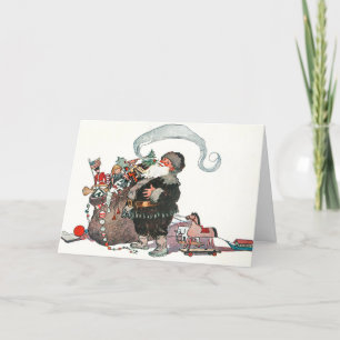 Tarjeta Festiva Navidades de regalos del Viejo Elf Santa Claus