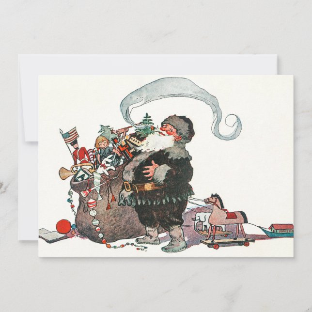 Tarjeta Festiva Navidades de regalos del Viejo Elf Santa Claus (Anverso)