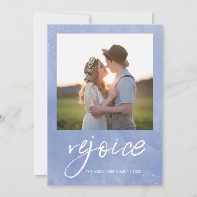 Tarjeta Festiva Navidades de Regocijarse y estar contentos (Anverso)