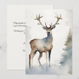Tarjeta Festiva Navidades de renos de color de agua minimalista co