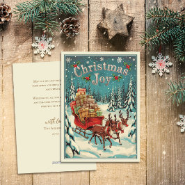 Tarjeta Festiva Navidades de renos de época Sleigh