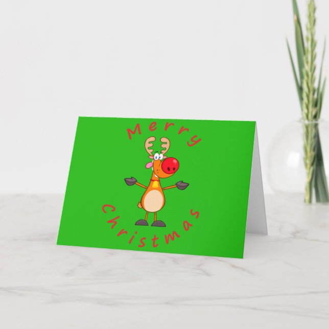 Tarjeta Festiva Navidades de renos de Personalizado lindo (Anverso)