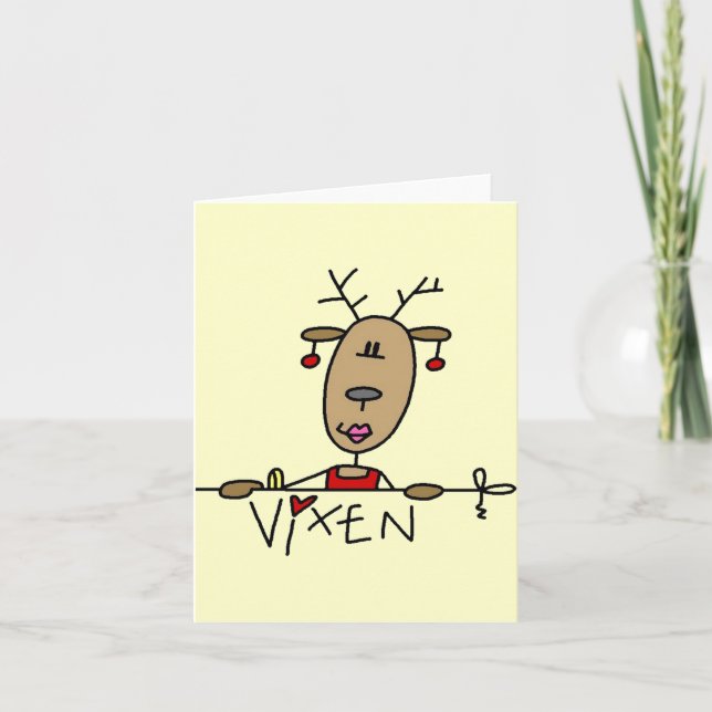 Tarjeta Festiva Navidades de renos de Vixen camisetas y regalos (Anverso)