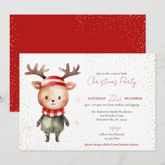 Tarjeta Festiva Navidades de renos de Woodland (Anverso / Reverso)