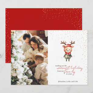Tarjeta Festiva Navidades de renos de Woodland