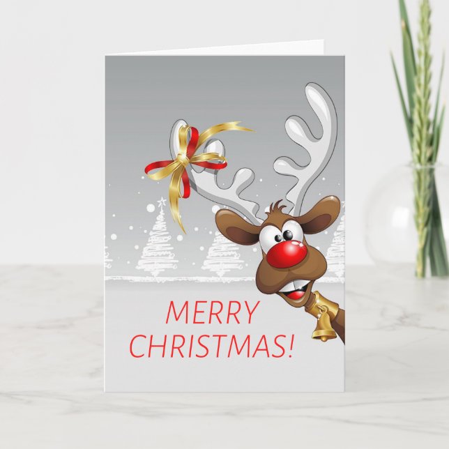 Tarjeta Festiva Navidades de renos divertidos (Anverso)