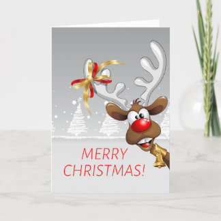 Tarjeta Festiva Navidades de renos divertidos