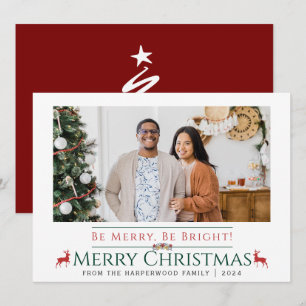 Tarjeta Festiva Navidades de renos festividades Script Familia 1 F