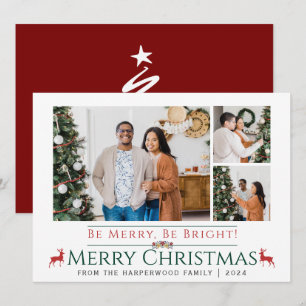 Tarjeta Festiva Navidades de renos festividades Script Familia 3 F