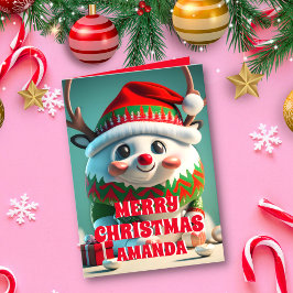 Tarjeta Festiva Navidades de renos foto de niños personalizados