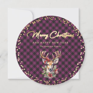 Tarjeta Festiva Navidades de renos morados modernos