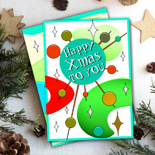 Tarjeta Festiva Navidades de Retro Quirky divertidos a mediados de
