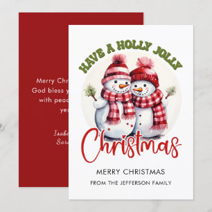 Tarjeta Festiva Navidades de Retro Snowman Holly Jolly