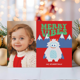 Tarjeta Festiva Navidades de Retro Yeti Whimsical