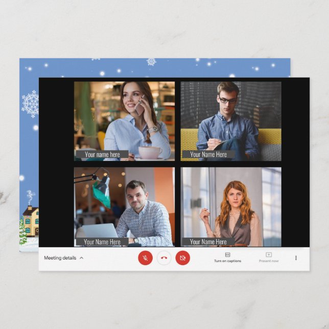 Tarjeta Festiva Navidades de reunión de zoom Foto divertida TARJET (Anverso / Reverso)