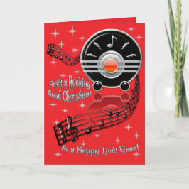 Tarjeta Festiva Navidades de rock - Radio Art Deco (personalizada)