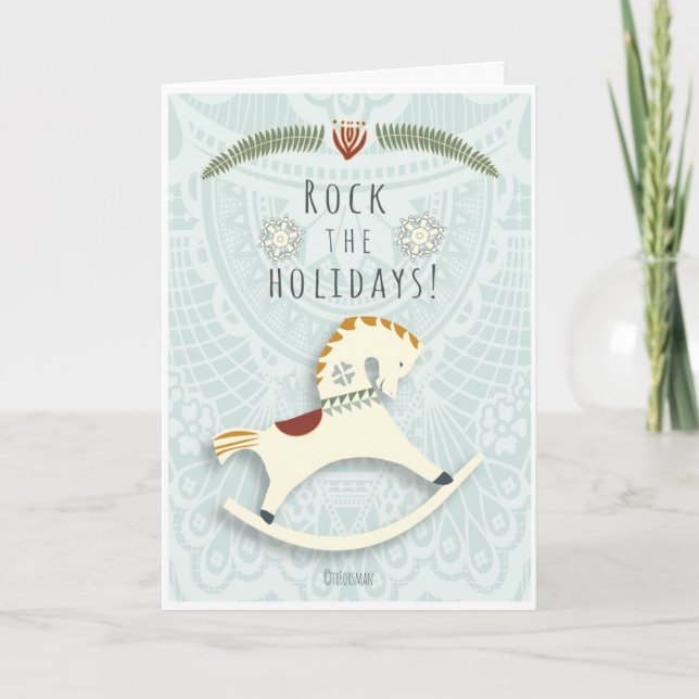 Tarjeta Festiva Navidades de Rockefeller v2 "Rock the Holiday" (Anverso)