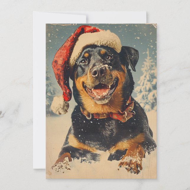 Tarjeta Festiva Navidades de Rottweiler (Anverso)