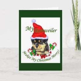 Tarjeta Festiva Navidades de Rottweiler Merry