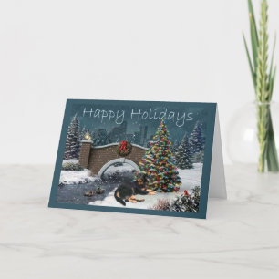 Tarjeta Festiva Navidades de Rottweiler Noche