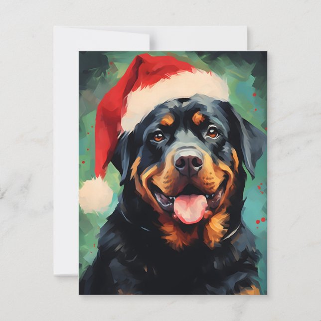 Tarjeta Festiva Navidades de Rottweiler pinchan arte (Anverso)
