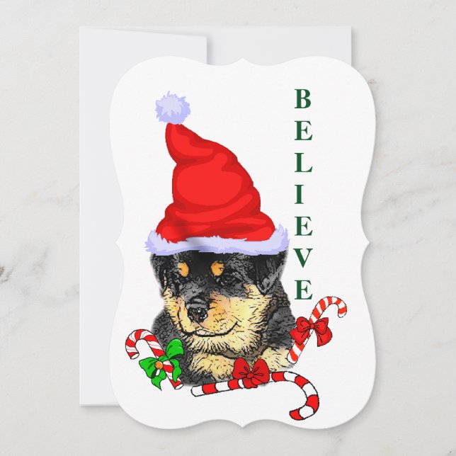 Tarjeta Festiva Navidades de Rotweiler (Anverso)