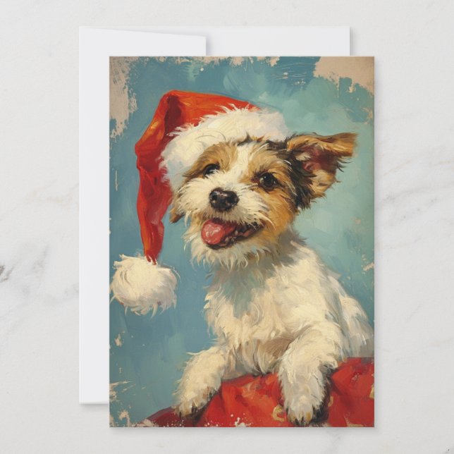 Tarjeta Festiva Navidades de Russel Terrier (Anverso)
