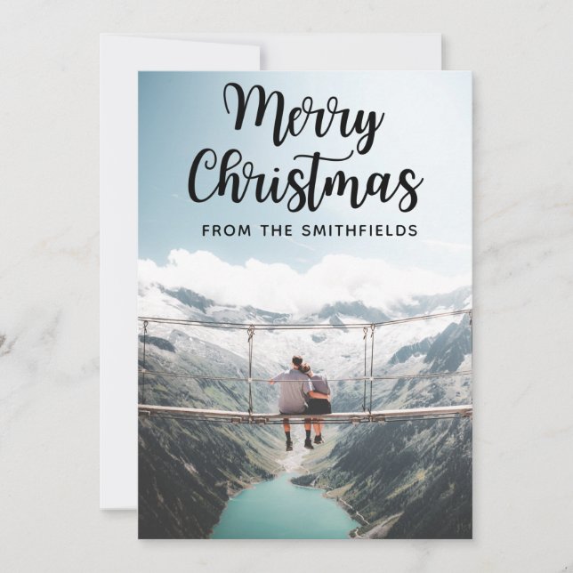 Tarjeta Festiva Navidades de Rustic Adventure Happy Holidays (Anverso)