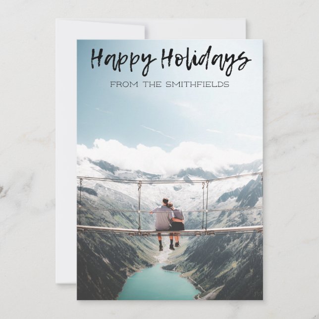 Tarjeta Festiva Navidades de Rustic Adventure Happy Holidays (Anverso)