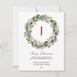 Tarjeta Festiva Navidades de Rustic Pine Wreath