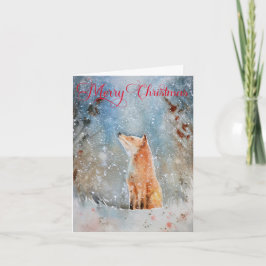 Tarjeta Festiva Navidades de Rustic Watercolor Winter Fox