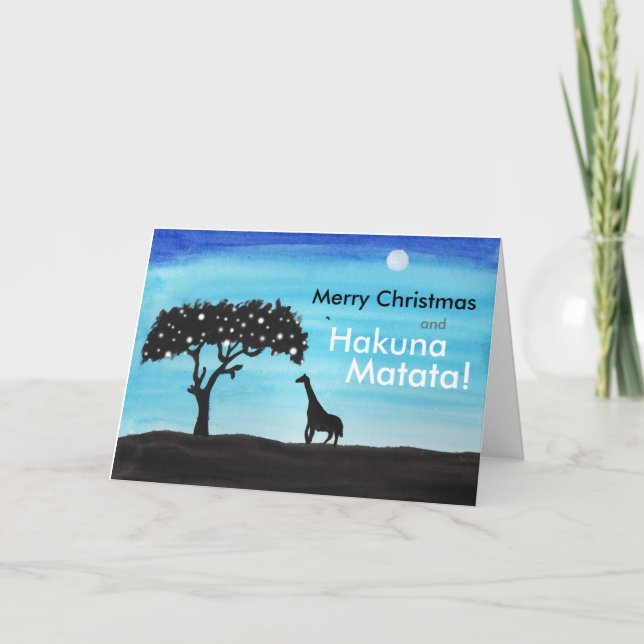 Tarjeta Festiva Navidades de Safari Giraffe (Anverso)