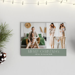 Tarjeta Festiva NAVIDADES de SAGE Elegant 4 Collage Photo message