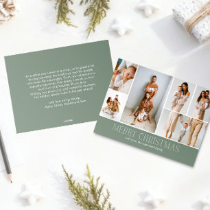 Tarjeta Festiva NAVIDADES de SAGE Elegant 6 Collage Photo message