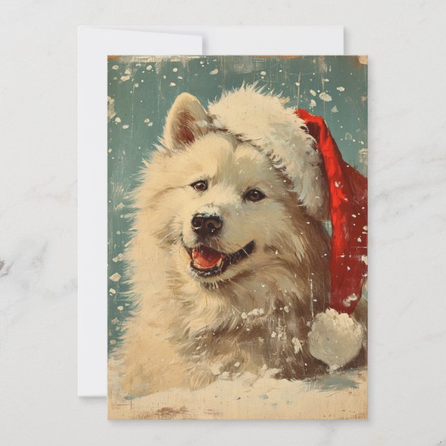 Tarjeta Festiva Navidades de Samoyed (Anverso)