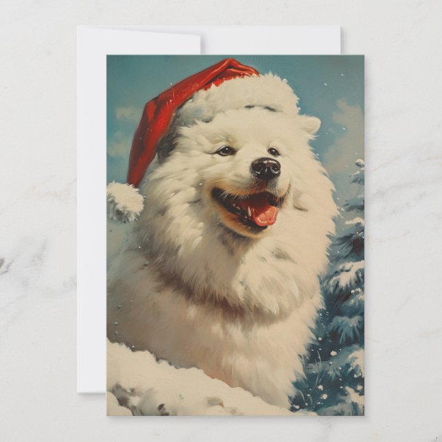 Tarjeta Festiva Navidades de Samoyed (Anverso)