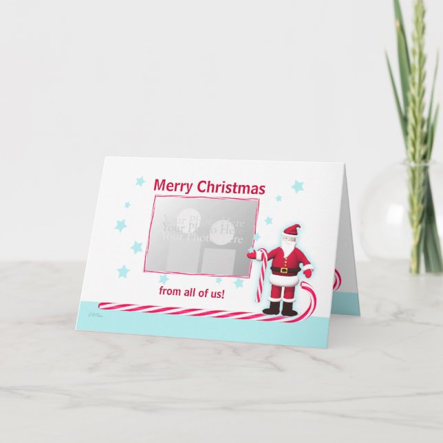 Tarjeta Festiva Navidades de Santa, Candy Cane y Stars (Anverso)