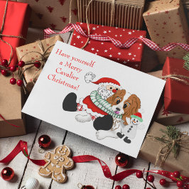 Tarjeta Festiva Navidades de Santa Cavalier King Charles