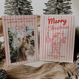 Tarjeta Festiva Navidades de Santa Champagne, el festival rojo Ret