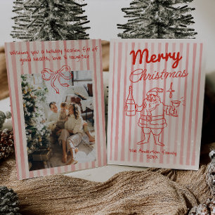 Tarjeta Festiva Navidades de Santa Champagne, el festival rojo Ret