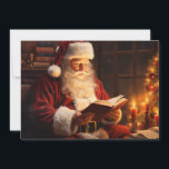 Tarjeta Festiva Navidades de Santa Claus Candlelight Tree<br><div class="desc">Navidades/tarjeta de saludo de vacaciones con un cuadro de Santa Claus sentados junto al árbol de Navidad, leyendo a la luz de las velas. Personalizado en la parte posterior con su mensaje y nombre. Comuníquese conmigo para obtener ayuda con su personalización o para solicitar productos adicionales de correspondencias o coordinación...</div>